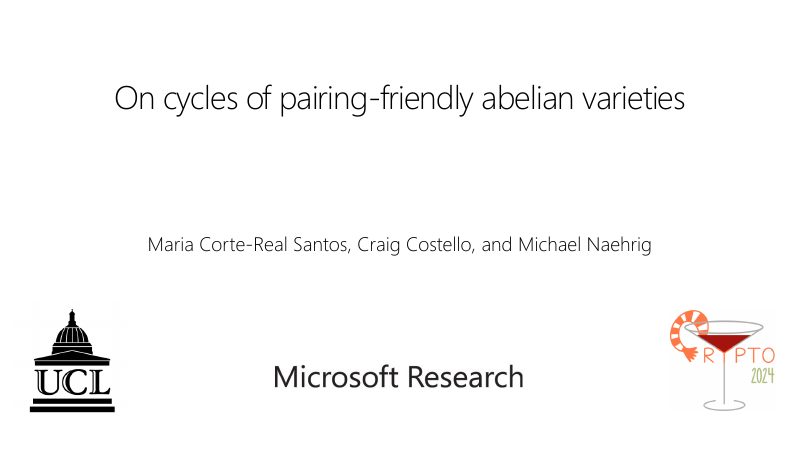 Opening slide: On cycles of pairing-friendly abelian varieties