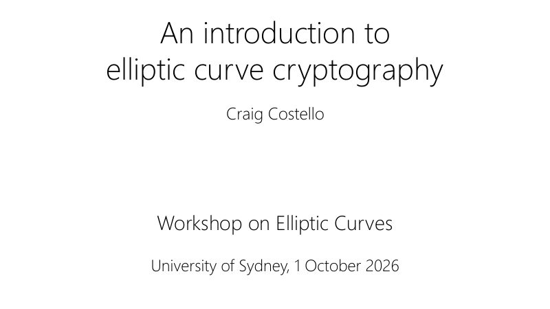 Opening slide: An introduction to elliptic curve cryptography