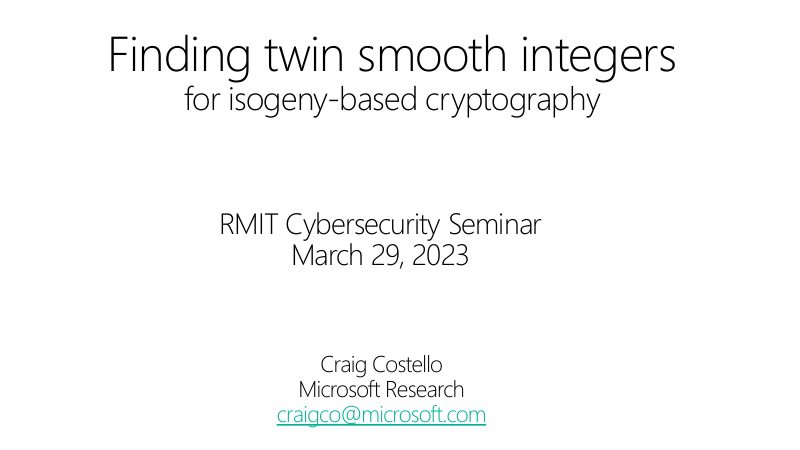 Opening slide: Finding twin smooth integers