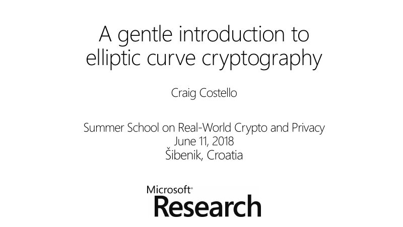 Opening slide: A gentle introduction to elliptic curve cryptography
