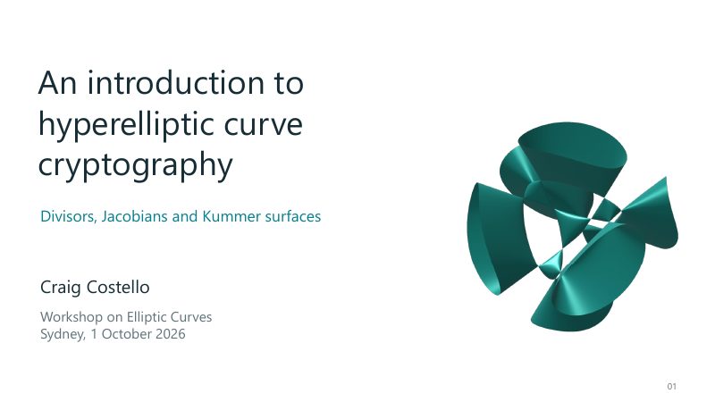 Opening slide: An introduction to hyperelliptic curve cryptography