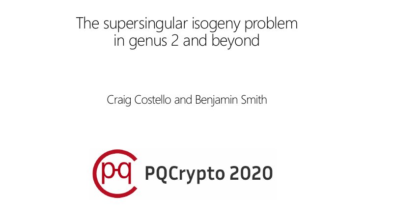 Opening slide: The supersingular isogeny problem in genus 2 and beyond