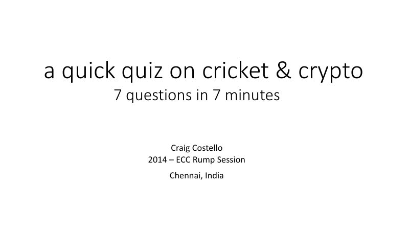 Opening slide: A quick quiz on cricket and crypto