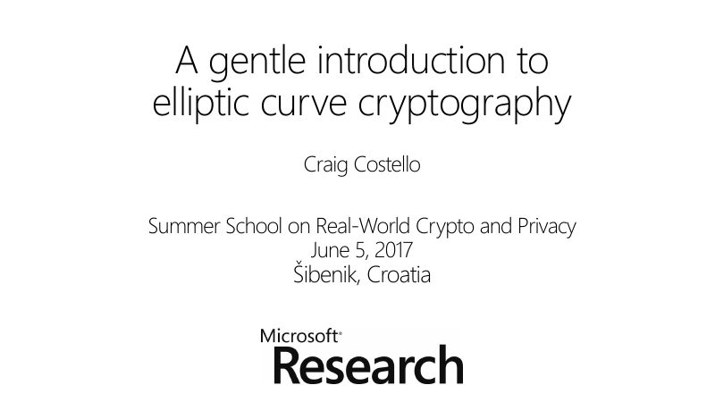 Opening slide: A gentle introduction to elliptic curve cryptography