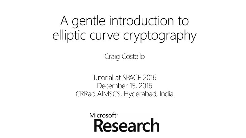 Opening slide: A gentle introduction to elliptic curve cryptography